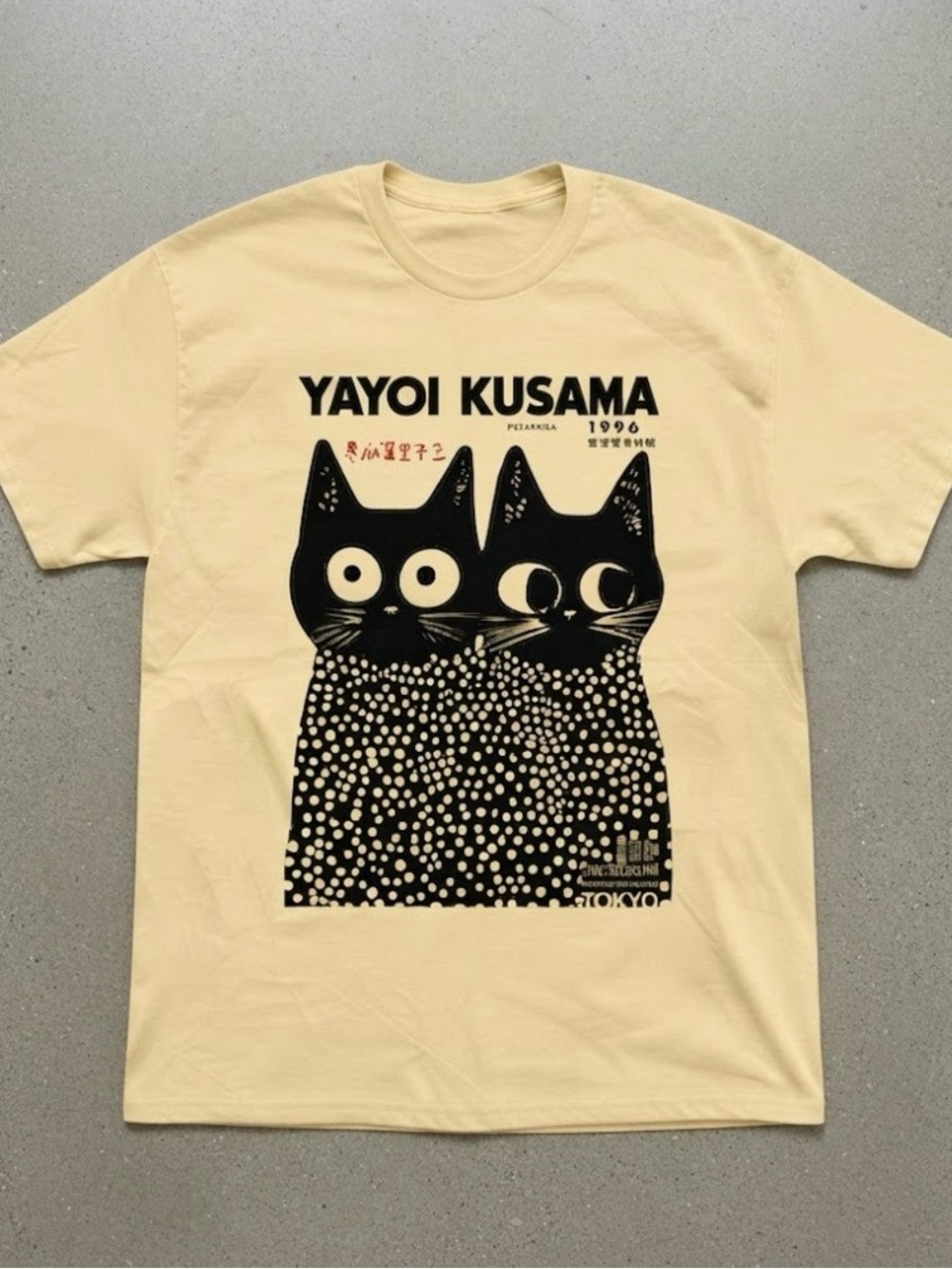 Yayoi Kusama 1996 Polka Dot Cats Graphic Cotton Gildan T-Shirt